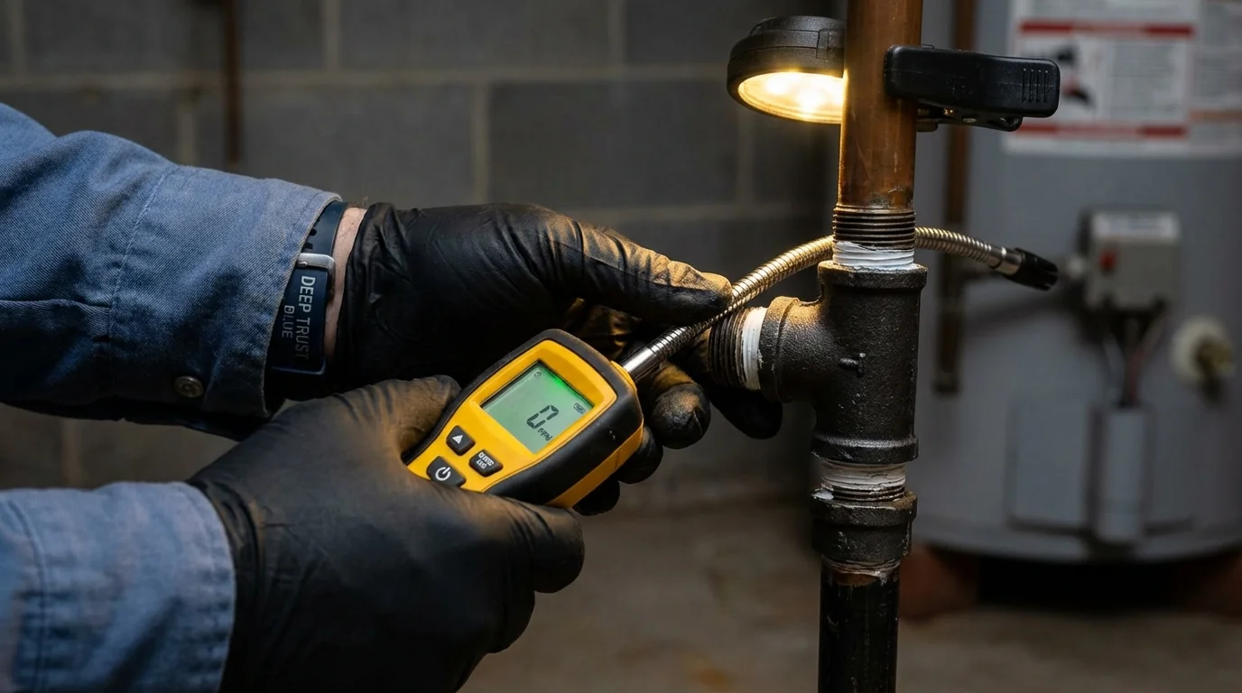 Gas leak detection with electronic sniffer by Johns Plumbing LLC in Lander