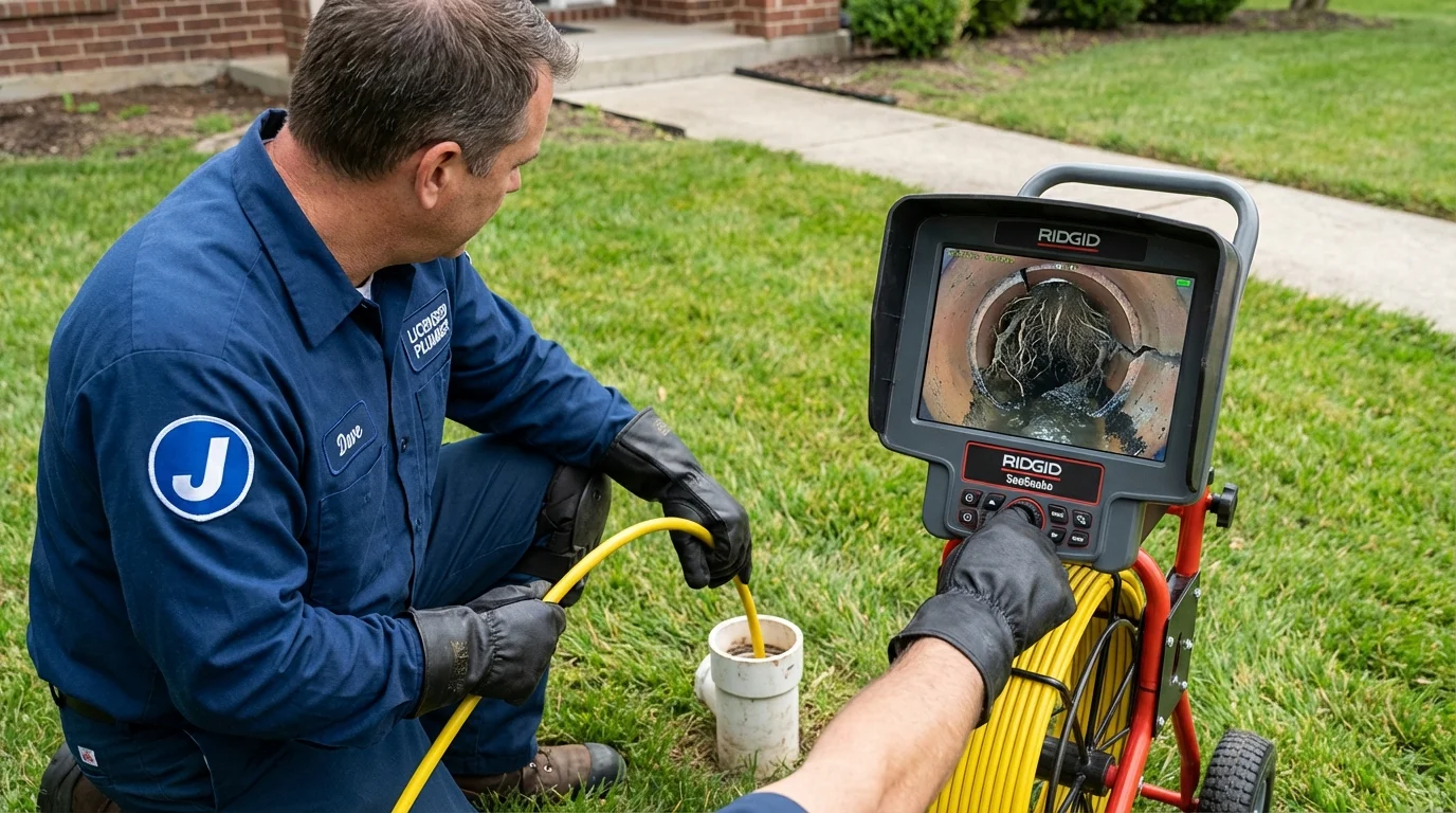 Sewer camera inspection being performed by Johns Plumbing LLC in Lander