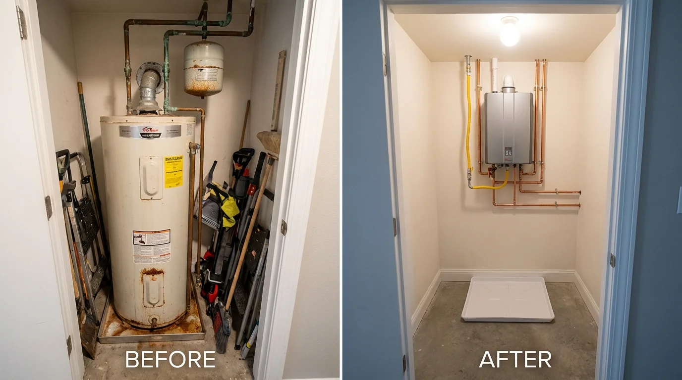 Tank water heater versus wall-mounted tankless unit comparison for Lander, WY homeowners