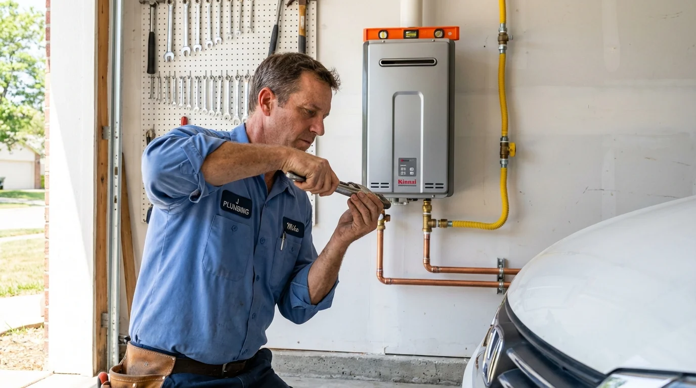 Tankless water heater installation by a Johns Plumbing LLC plumber in Lander